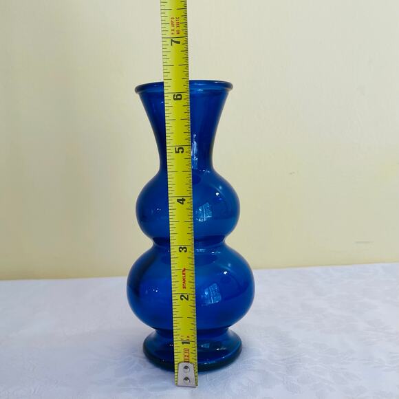 Vtg Cobalt Blue 6 1/4 Beehive Bubble Design Vase Bud Vase - Picture 6 of 6